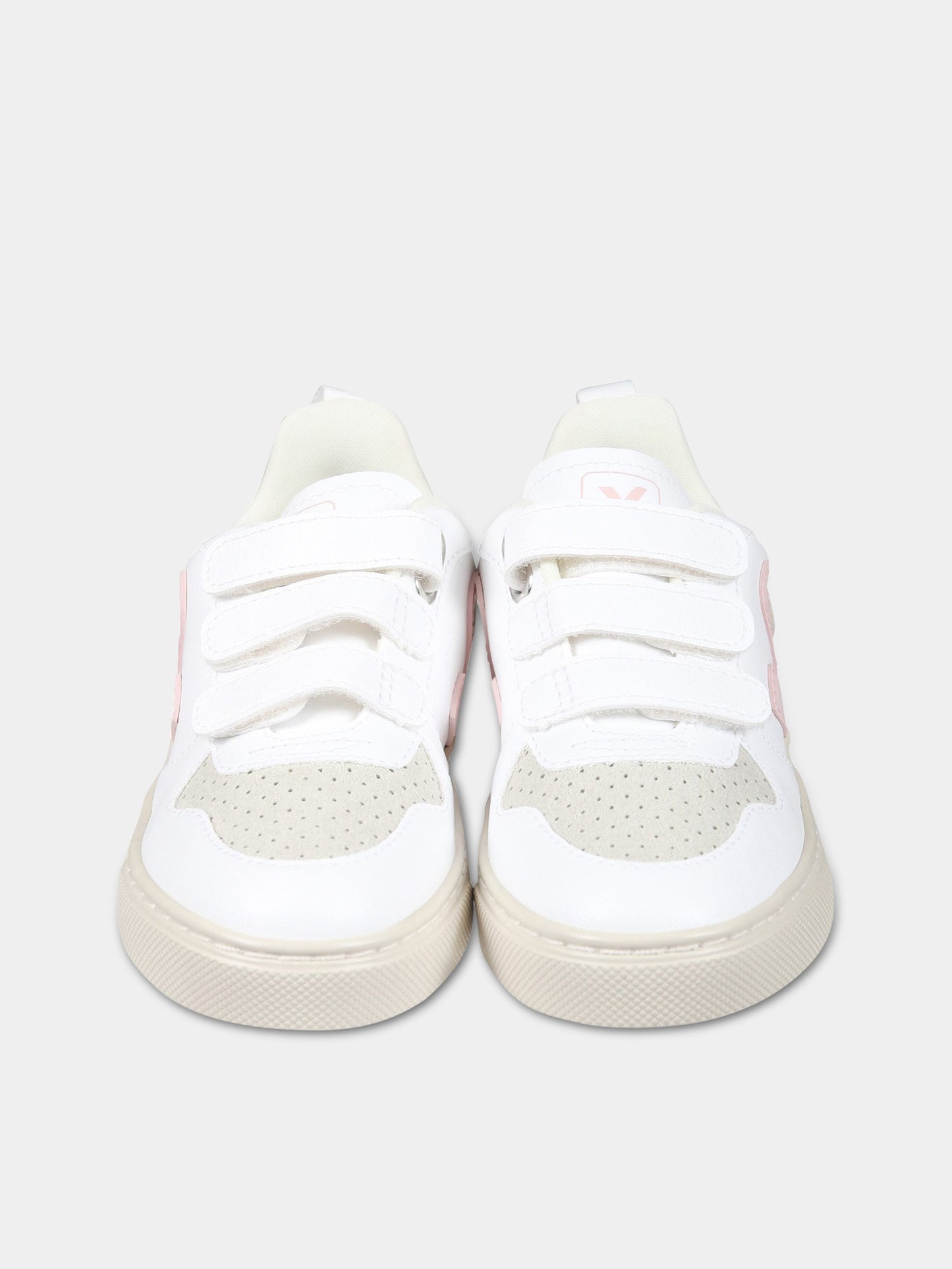 Sneakers bianche per bambina con logo rosa,Veja,CV0703245C