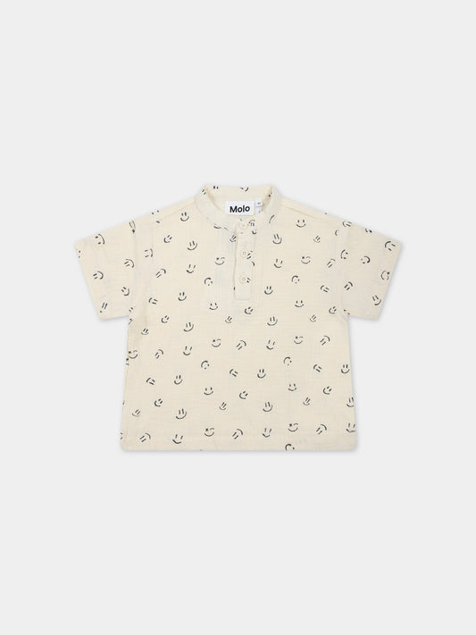 T-shirt bianca per neonati con smile,Molo,6S23A212 6723