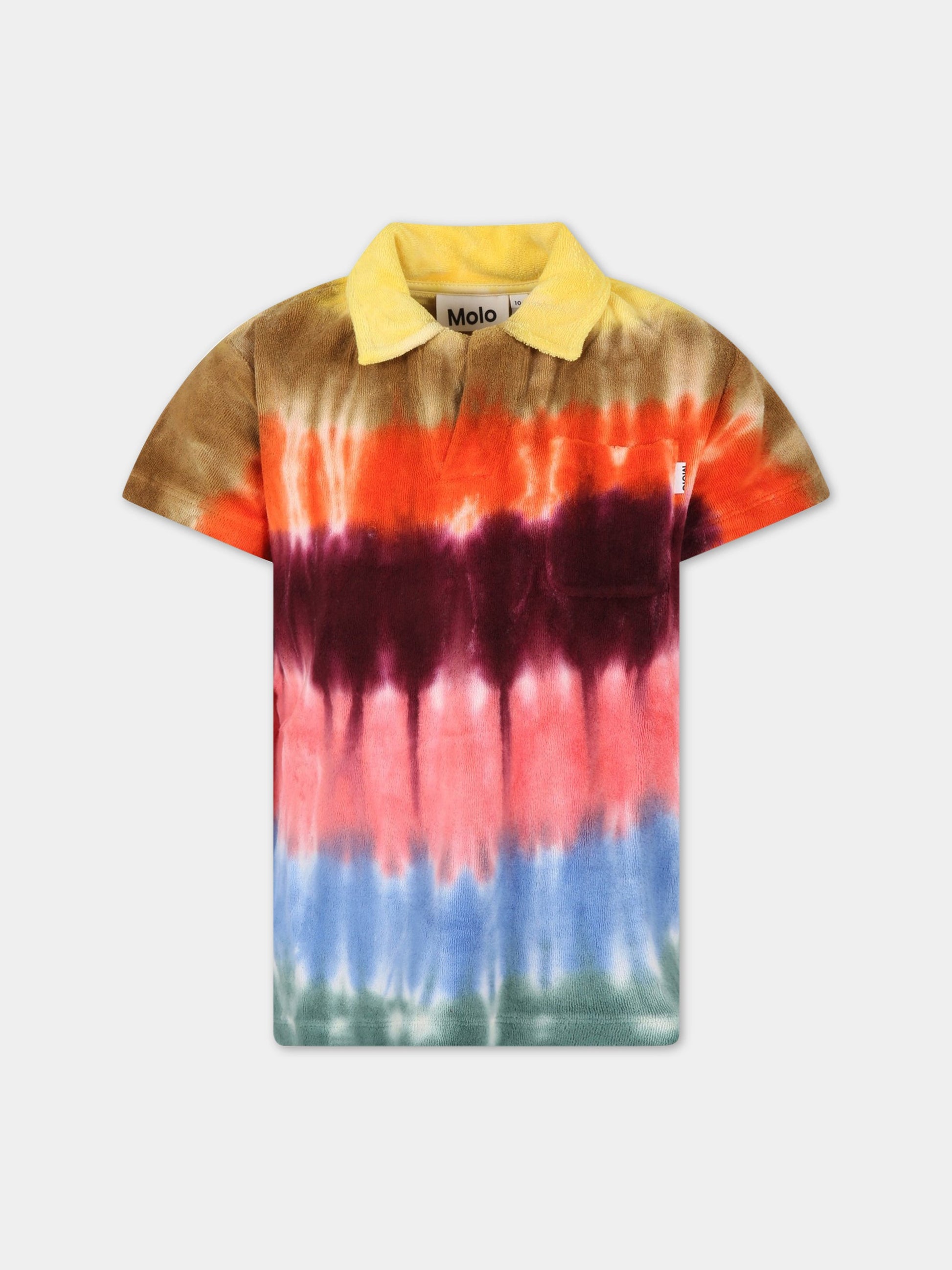 Polo tie-dye per bambino con patch logato,Molo,1S23A201 6703