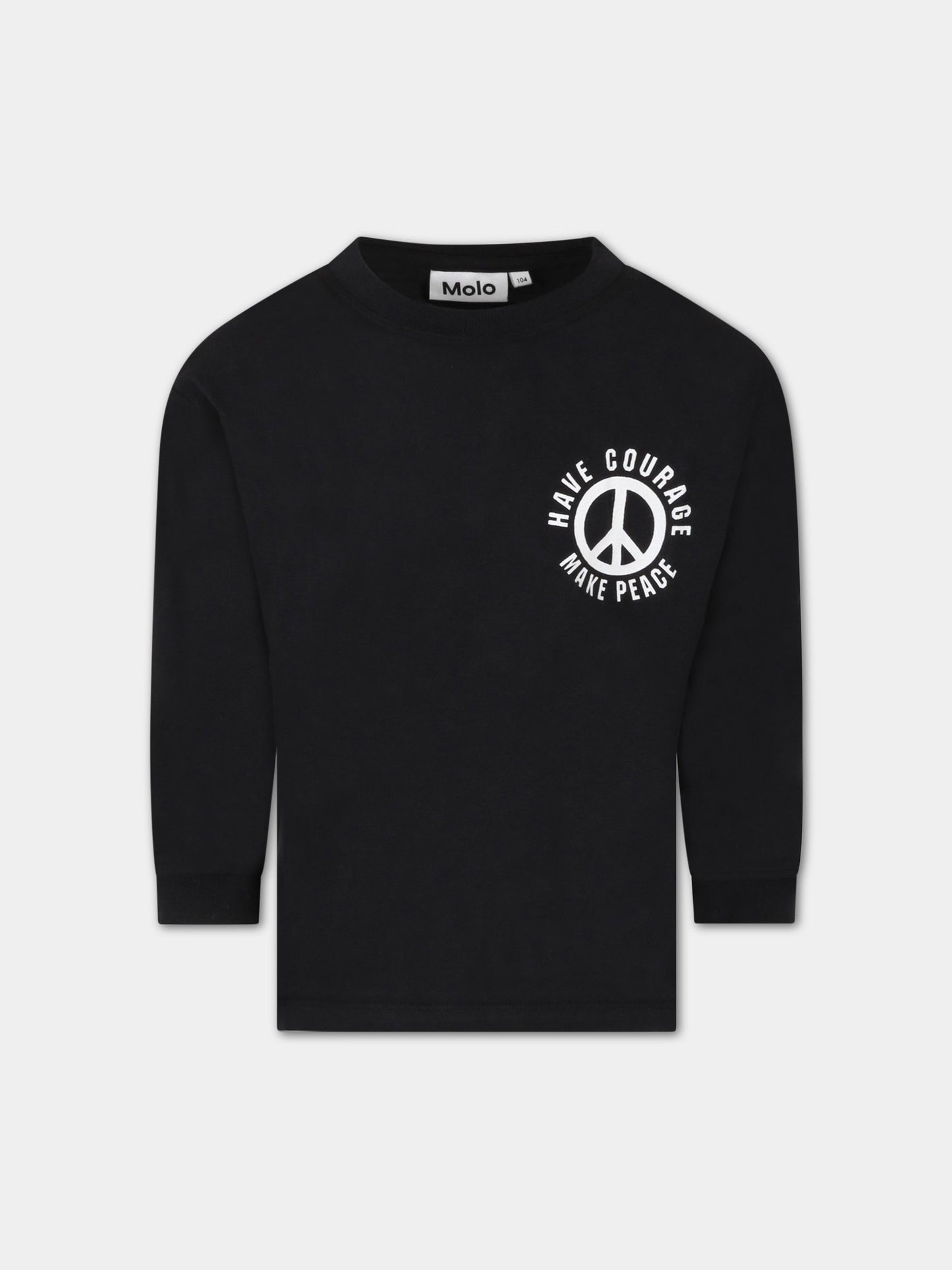 T-shirt nera per bambino con simbolo della pace,Molo,1S23A402 3951