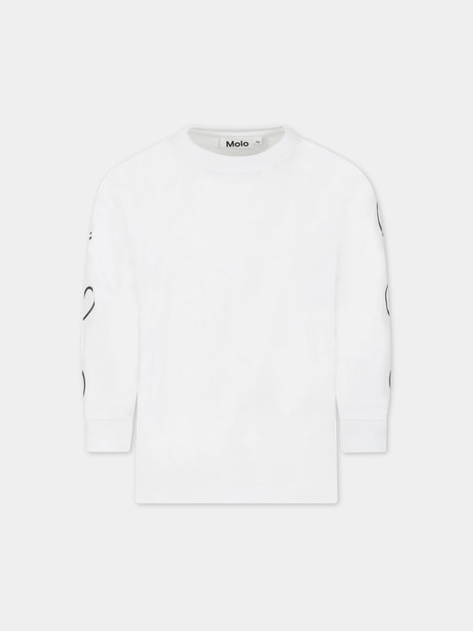T-shirt bianca per bambini con disegni,Molo,1S23A402 3250