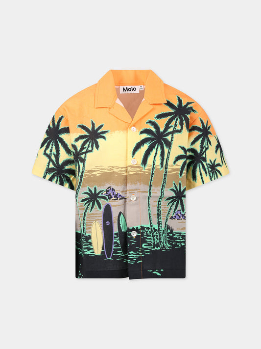 Camicia multicolor per bambino con stampa palme,Molo,1S23C101 6831