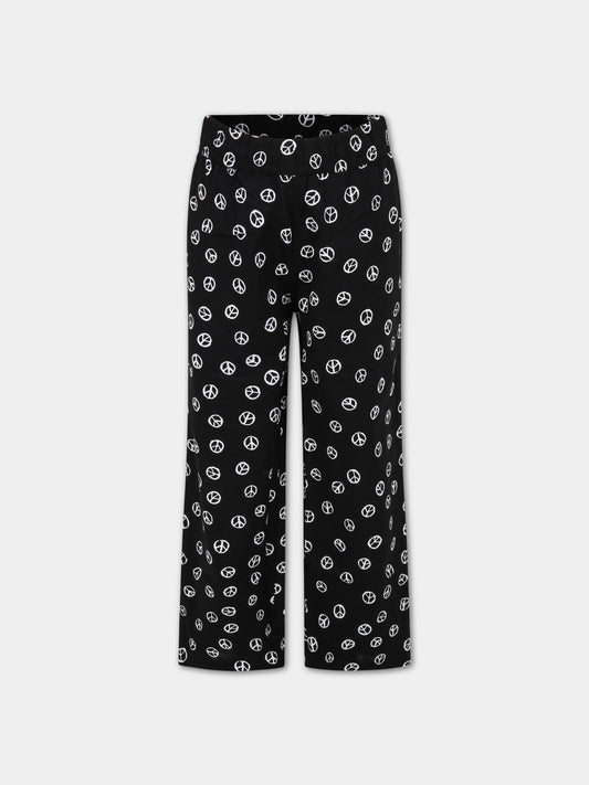 Pantaloni neri da tuta per bambino con smile bianco all-over,Molo,1S23I103 6755