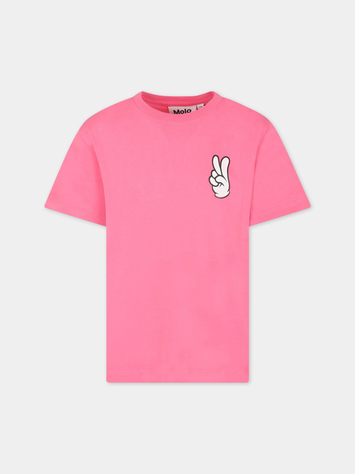 T-shirt rosa per bambina con patch logato,Molo,6S23A216 2705