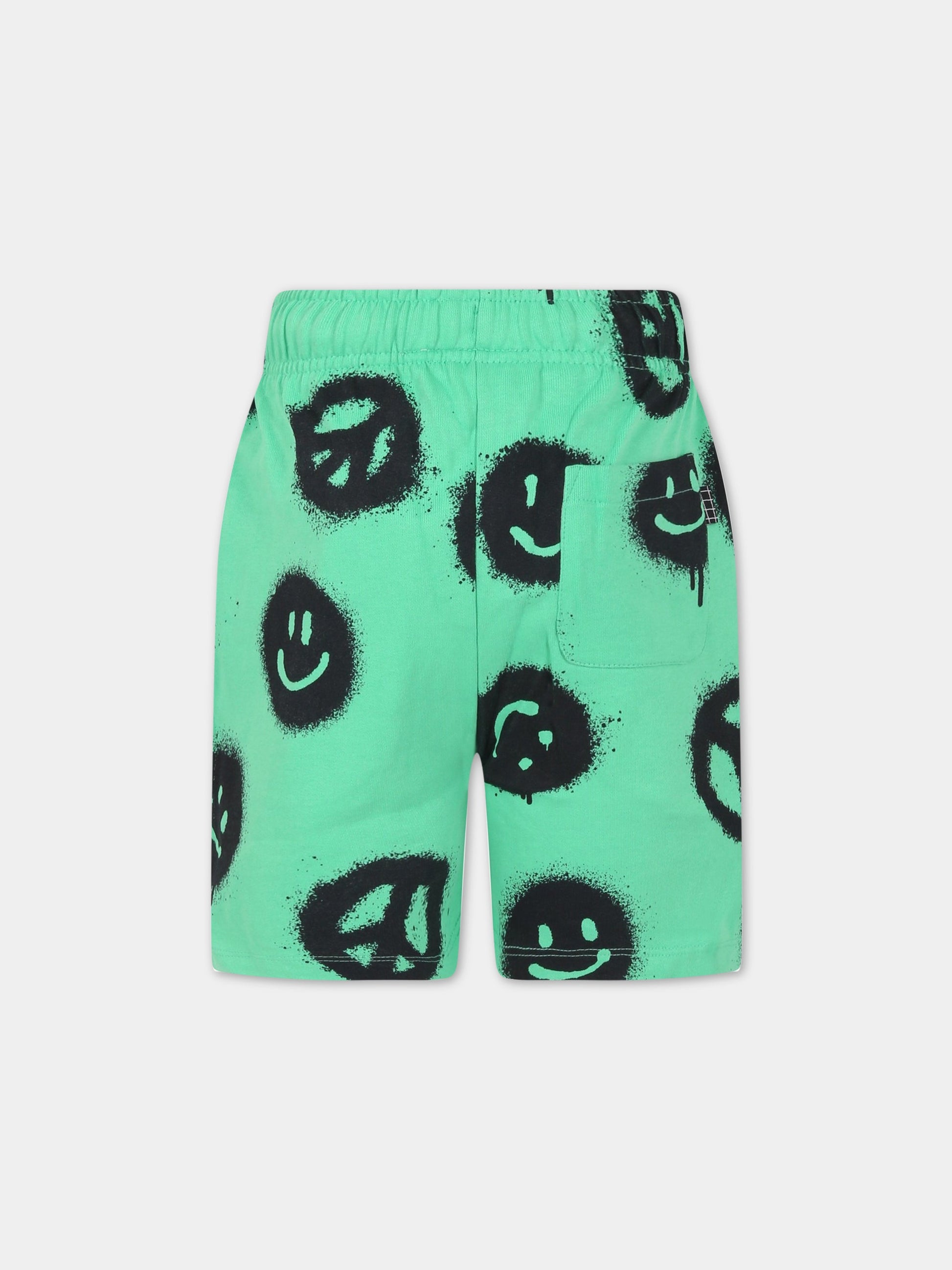 Shorts verdi per bambino con stampe nere all-over,Molo,6S23H204 6798