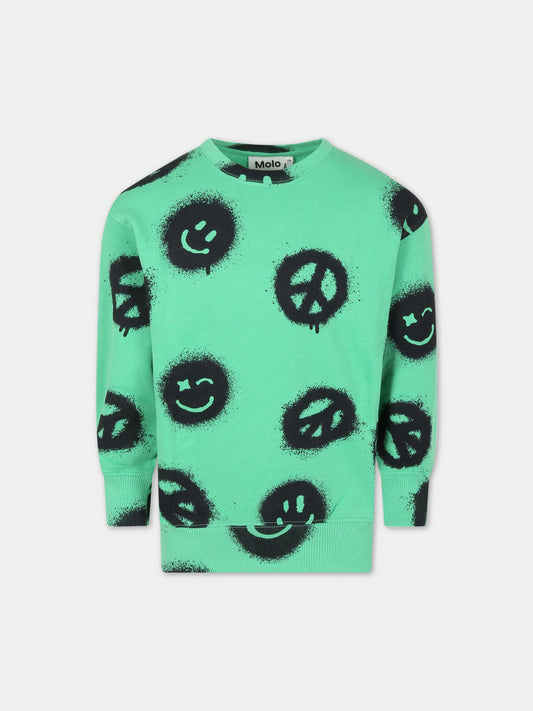 Felpa verde per bambino con smile,Molo,6S23J203 6798