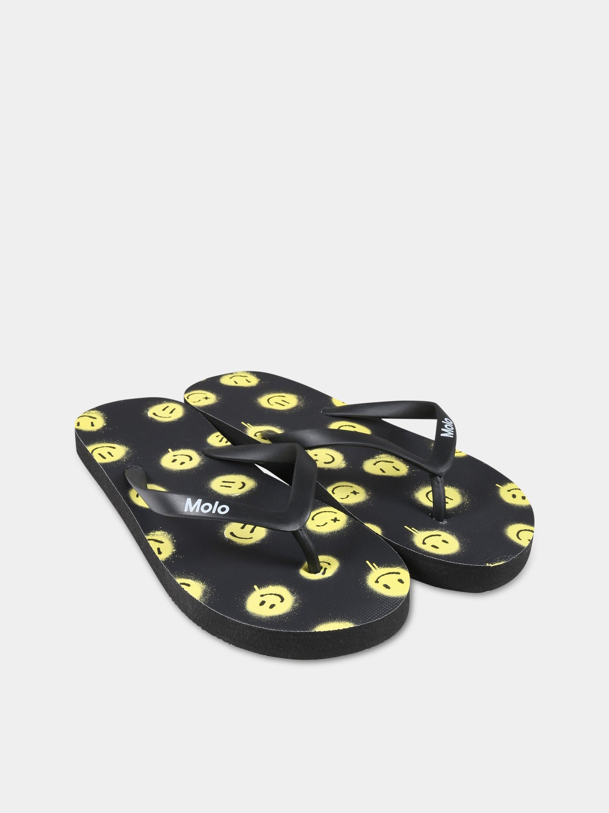 Infradito nere per bambino con smile e logo,Molo,7S23U201 6708