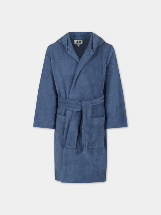 Accappatoio blu per bambino con patch logato,Molo,7S23W402 8724