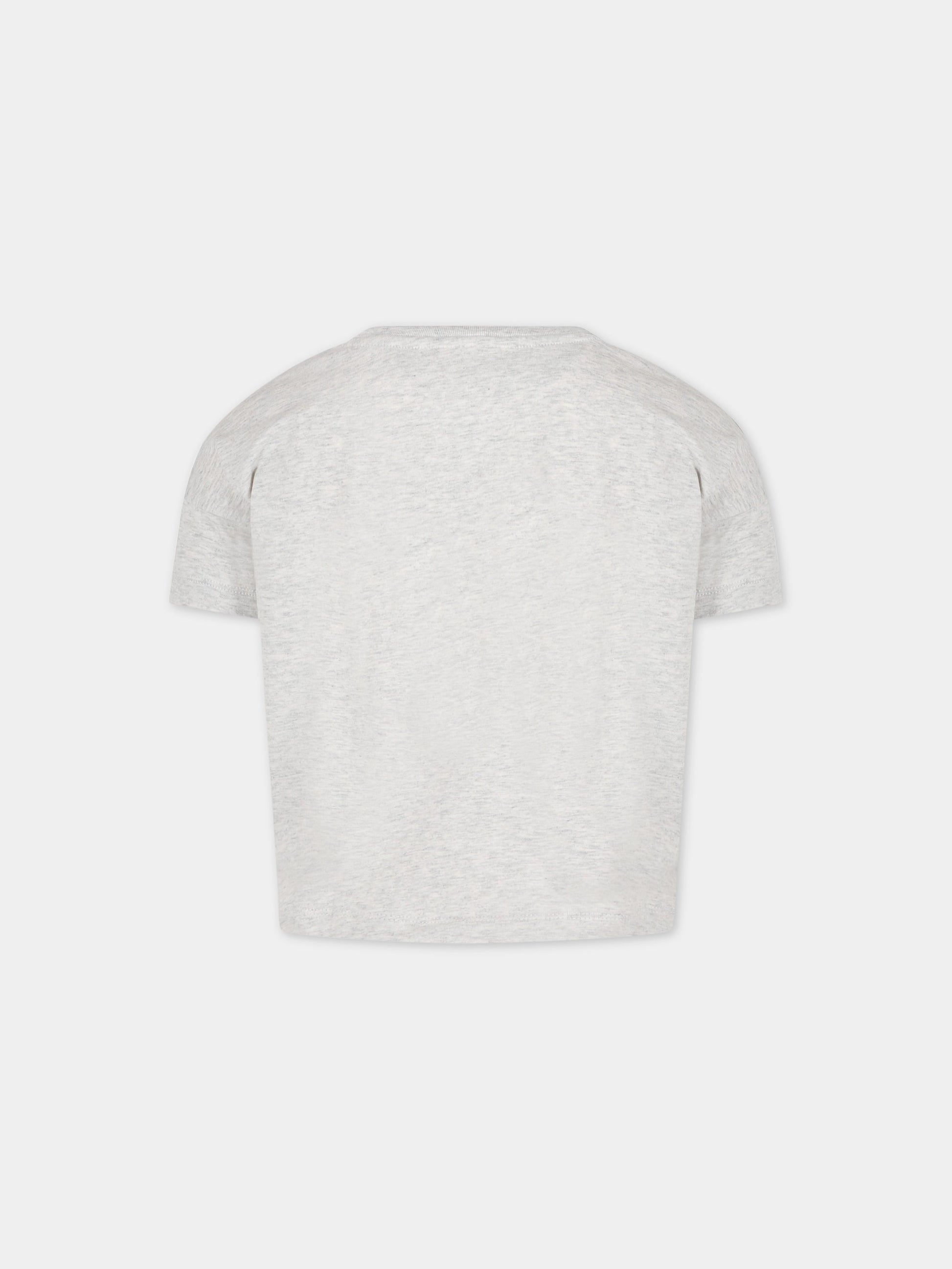 T-shirt grigia per bambina con gatto e logo,Molo,2S23A215 3275