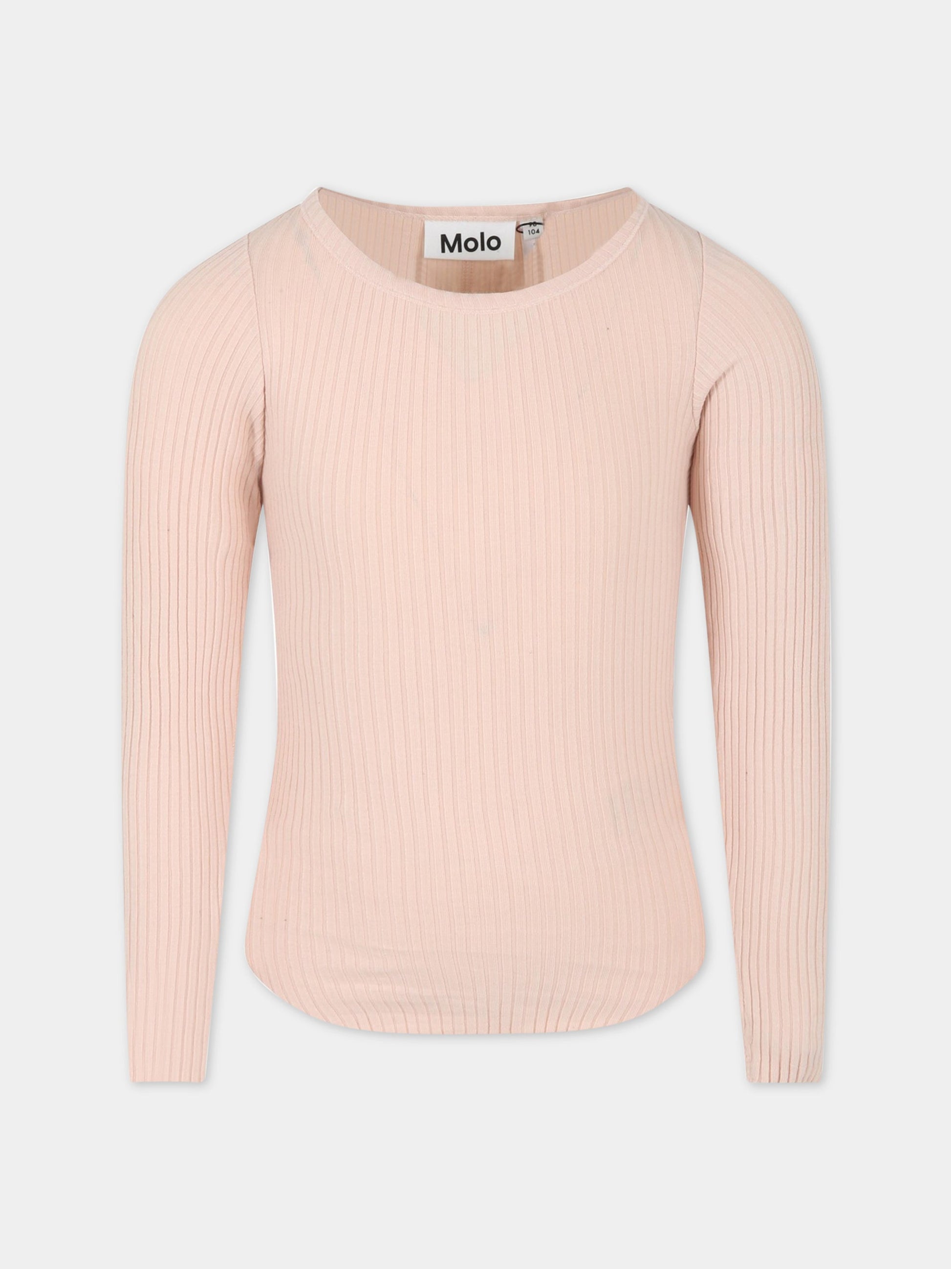 T-shirt rosa per bambina con patch logato,Molo,2S23A401 8151