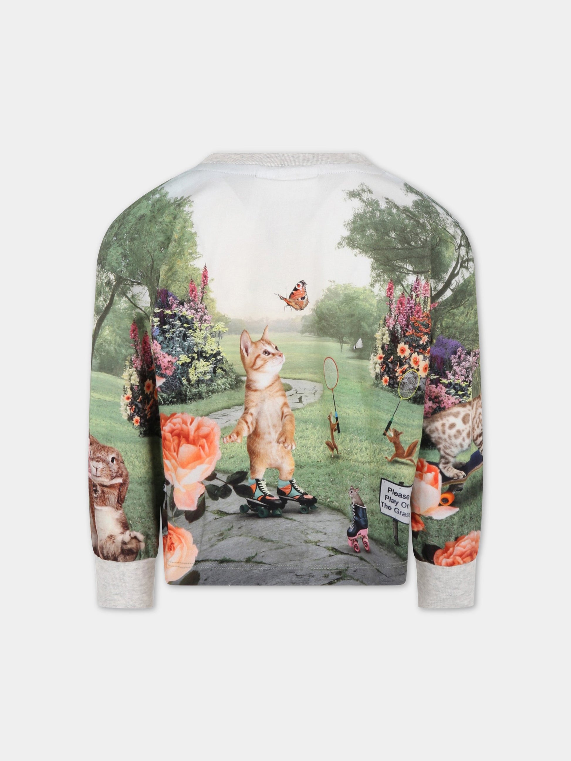 T-shirt multicolor per bambina con gatti e logo,Molo,2S23A403 3274