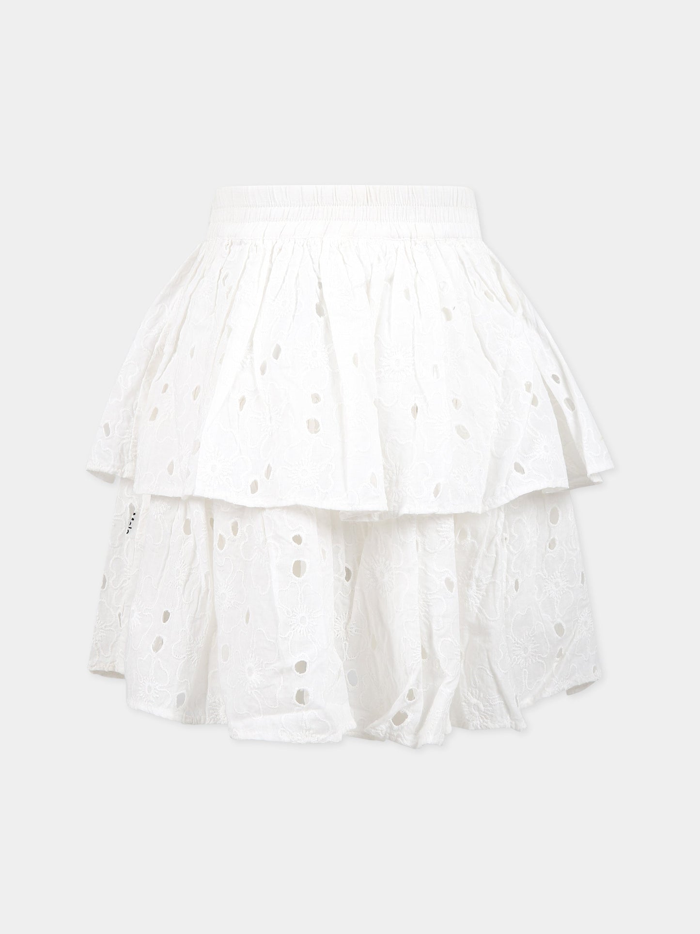 Gonna bianca per bambina con fiori e patch logato,Molo,2S23D106 0000