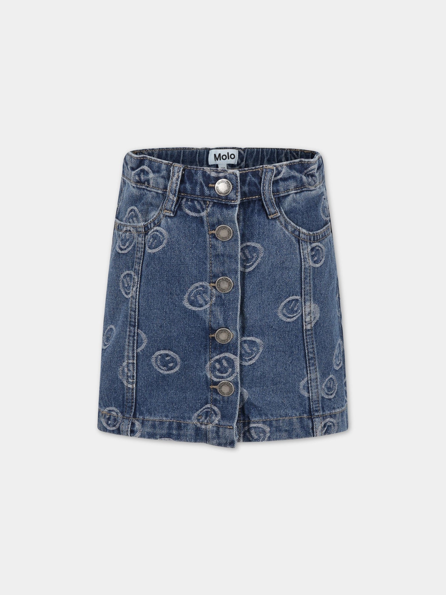 Gonna blu per bambina con smile e logo,Molo,2S23D120 6791