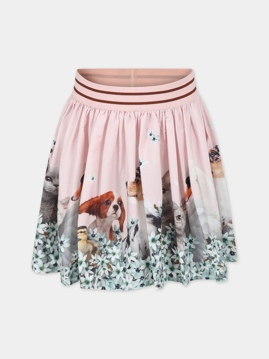 Gonna rosa per bambina con logo,Molo,2S23D125 3267