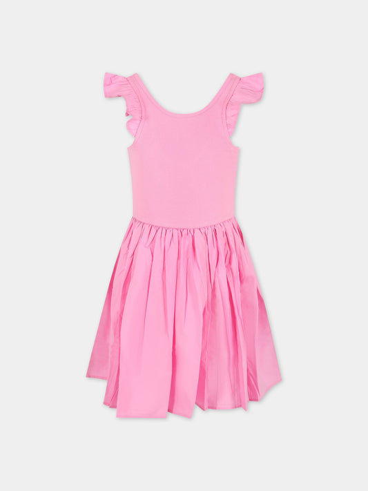 Vestito rosa per bambina con patch logato,Molo,2S23E125 8696