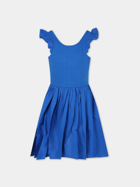 Vestito blu per bambina con patch logato,Molo,2S23E125 2480