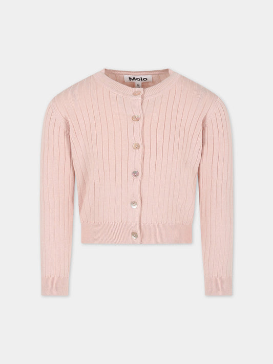 Cardigan rosa per bambina con patch logato,Molo,2S23K304 8151