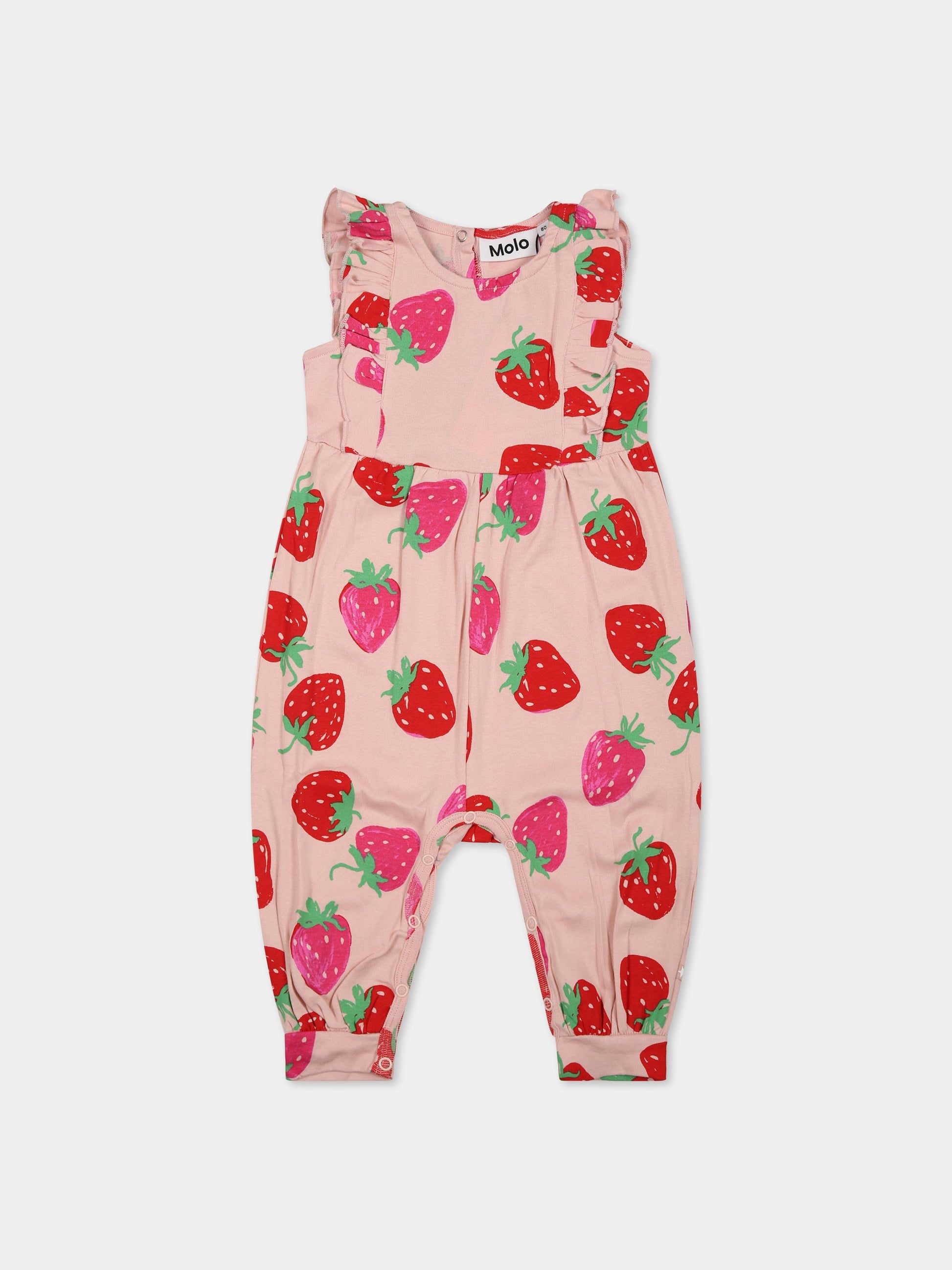 Pagliaccetto rosa per neonata con stampa fragole all-over,Molo,4S23B303 6752