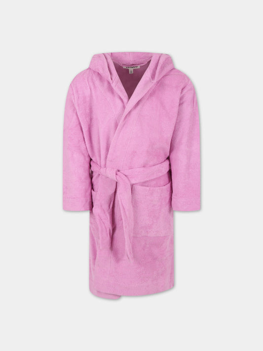 Accappatoio rosa per bambina con patch logato,Molo,7S23W402 8706