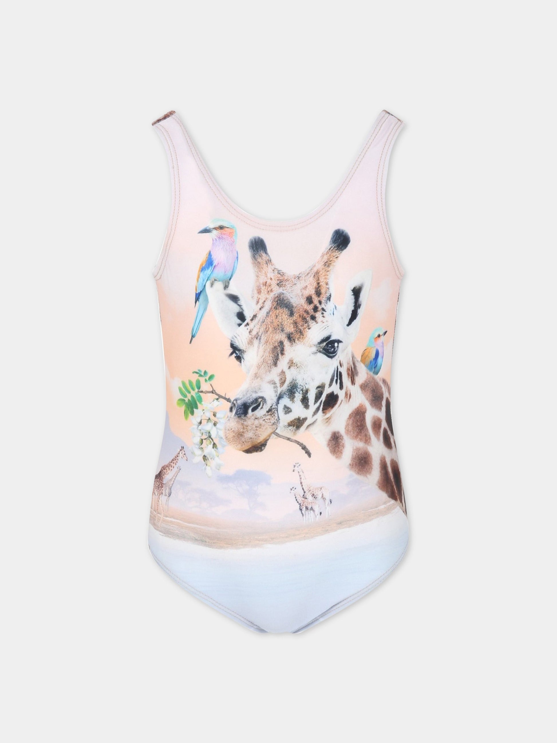 Costume multicolor intero per bambina con giraffe,Molo,8S23P510 7883