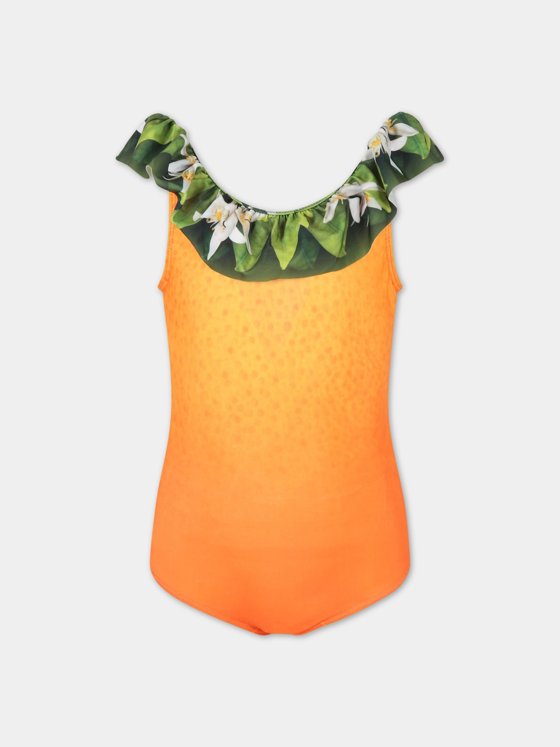 Costume arancione per bambina con logo,Molo,8S23P510 7882