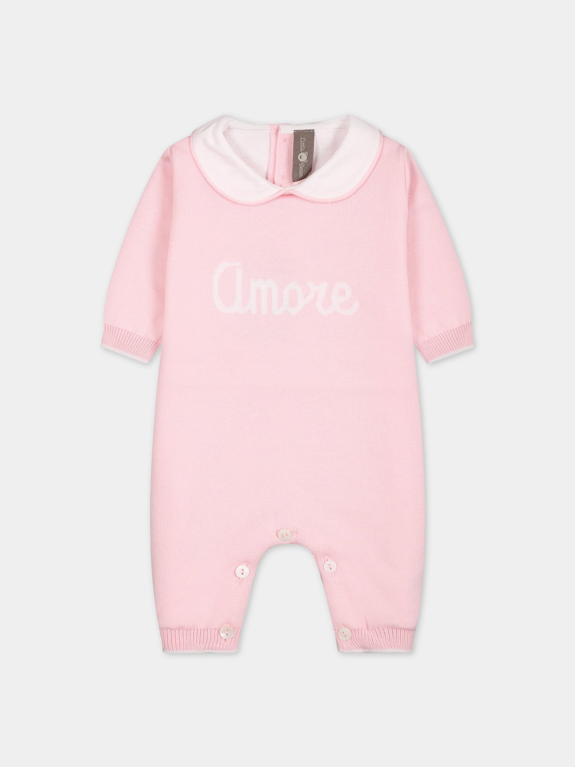 Tutina rosa per neonata con scritta  Amore ,Little Bear,6122 ROSA