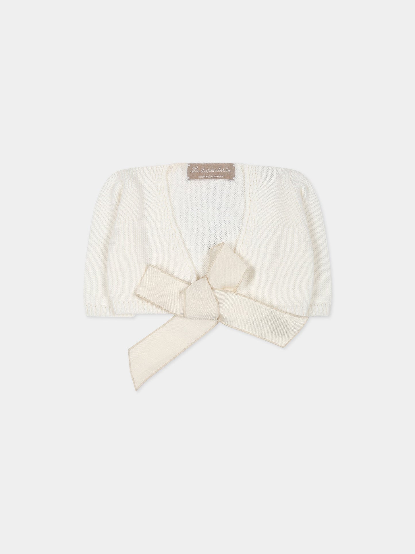 Cardigan bianco per neonata,La Stupenderia,SJSC72102 X50