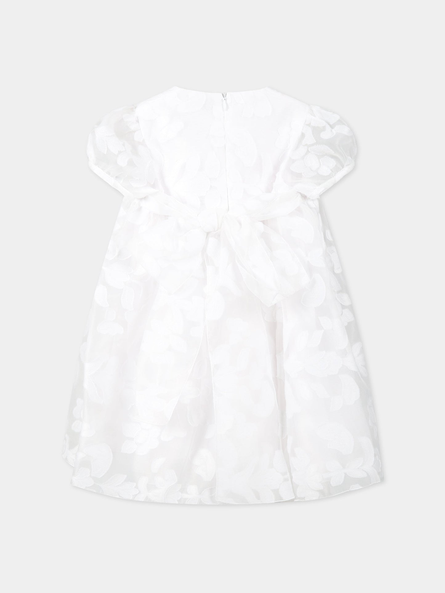 Vestito bianco per neonata con dettagli floreali,Little Bear,6251 BIANCO/BIANCO