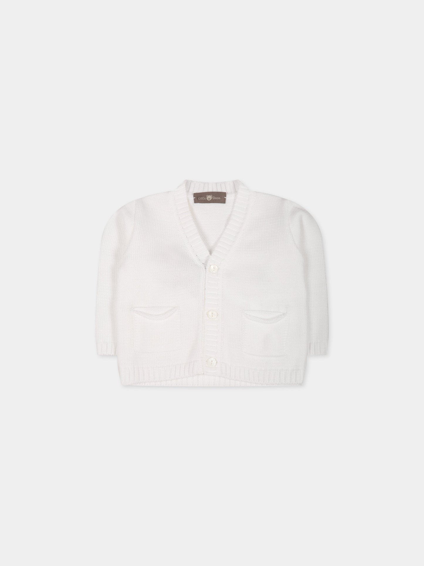 Cardigan bianco per neonato,Little Bear,6150 BIANCO