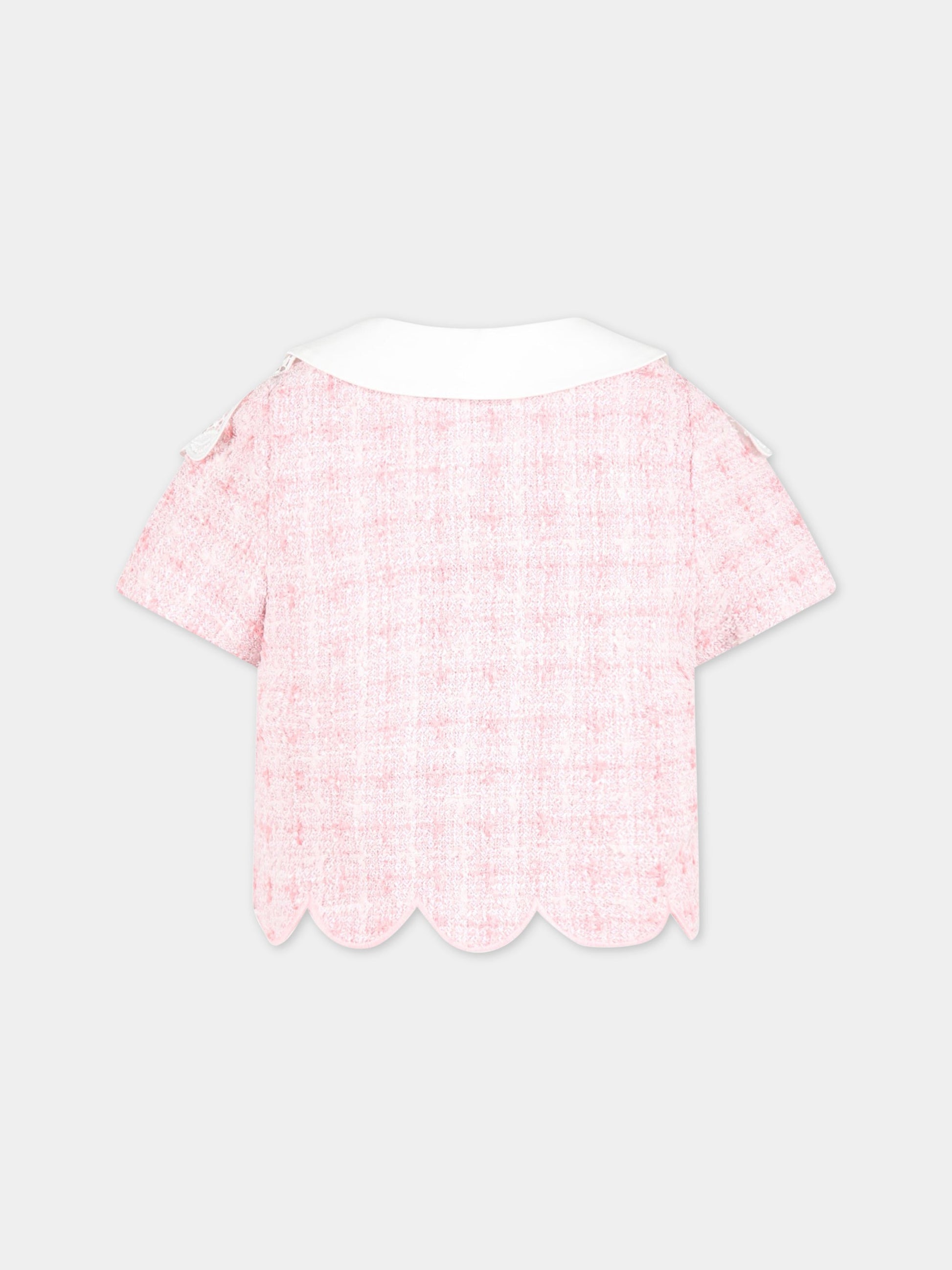 Giacca rosa per bambina con dettagli in pizzo,Self-portrait,RS23 711J P 22458567