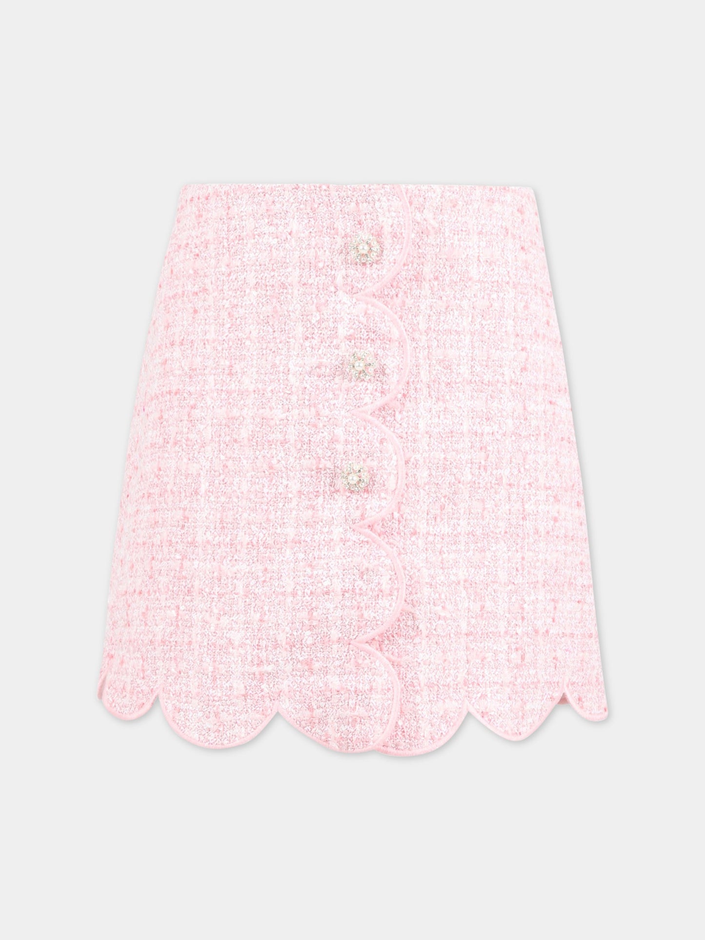 Gonna rosa per bambina con bottoni con strass,Self-portrait,RS23 712SK P 22458568