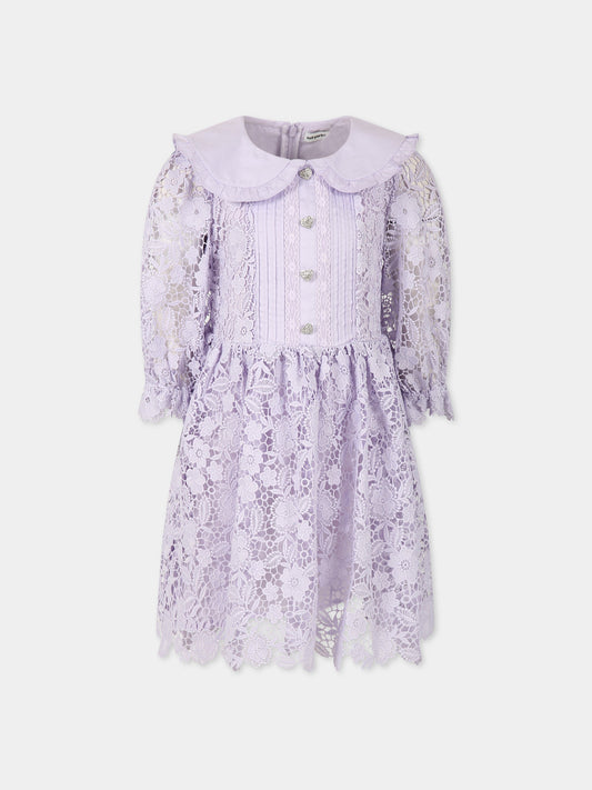 Vestito viola per bambina con fiori in pizzo,Self-portrait,RS23 719S L 22458531
