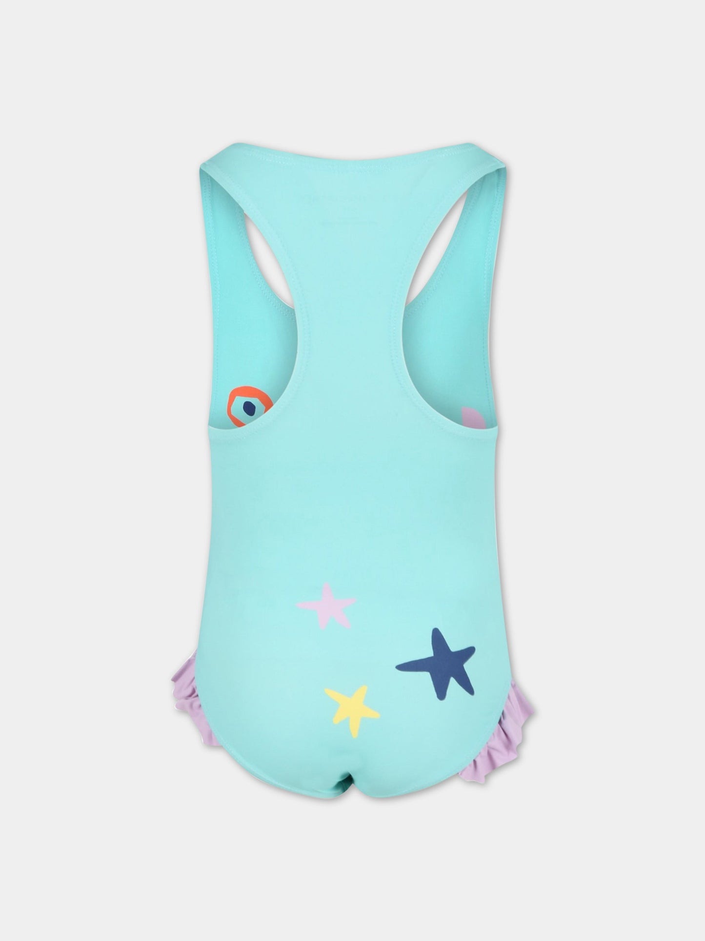 Costume celeste intero per bambina con granchio,Stella Mccartney Kids,8QCAN9 Z0157 607MC