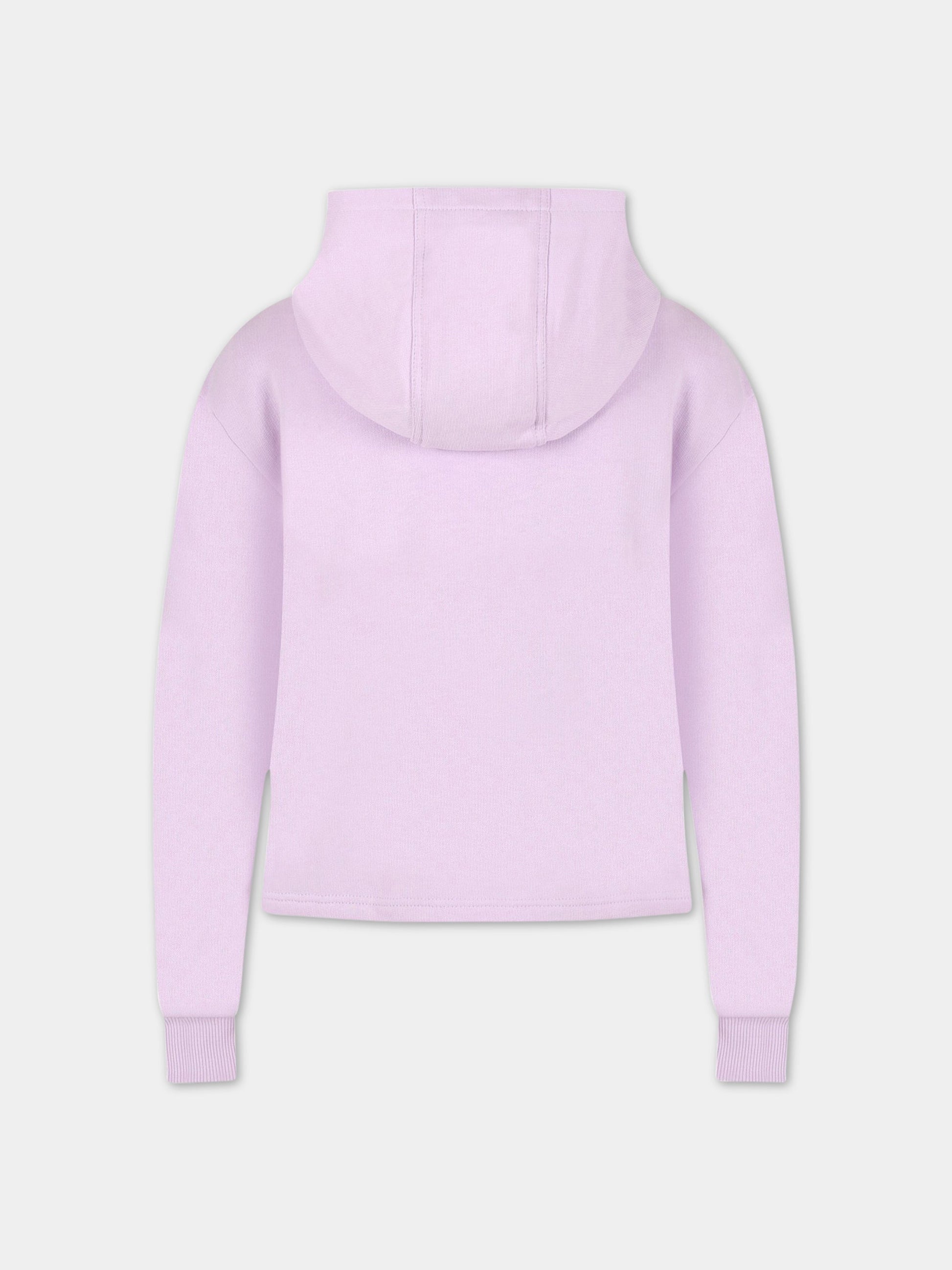 Felpa viola con cappuccio per bambina con logo,Lanvin Petite,N15090 933