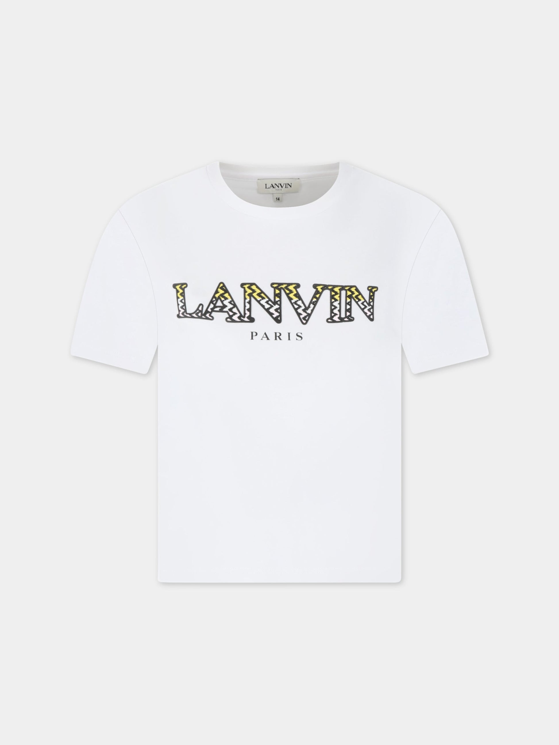 T-shirt bianca per bambina con logo multicolor,Lanvin Petite,N15083 10P