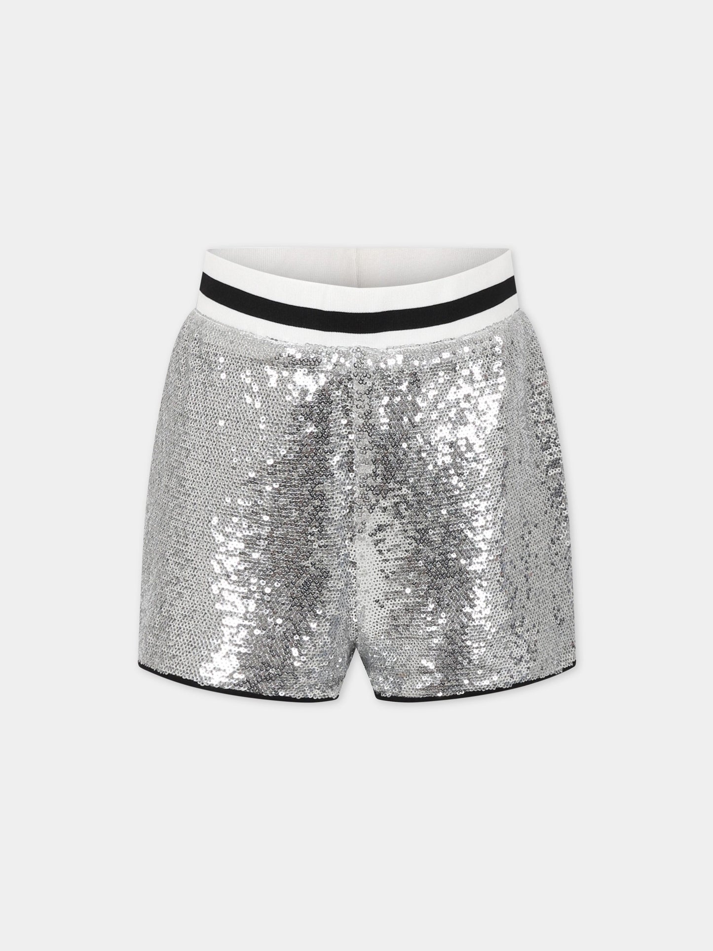Short elegante argento con paillettes per bambina,Zadig & Voltaire Kids,X14165 016