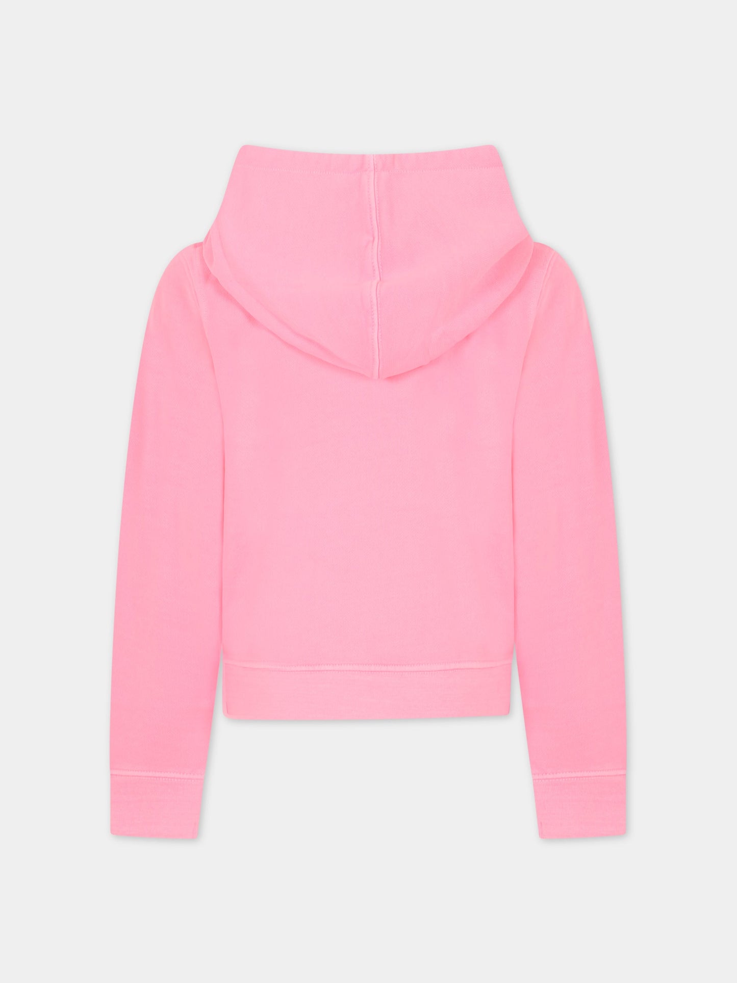 Felpa rosa per bambina con stampa e logo,Zadig & Voltaire Kids,X15388 437