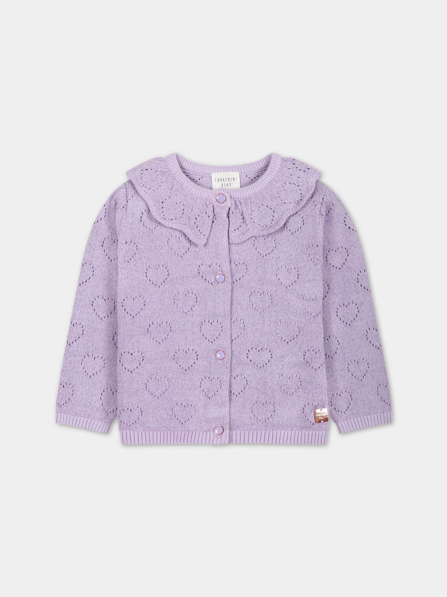 Cardigan lilla per neonata con logo,Carrement Beau,Y05219 935