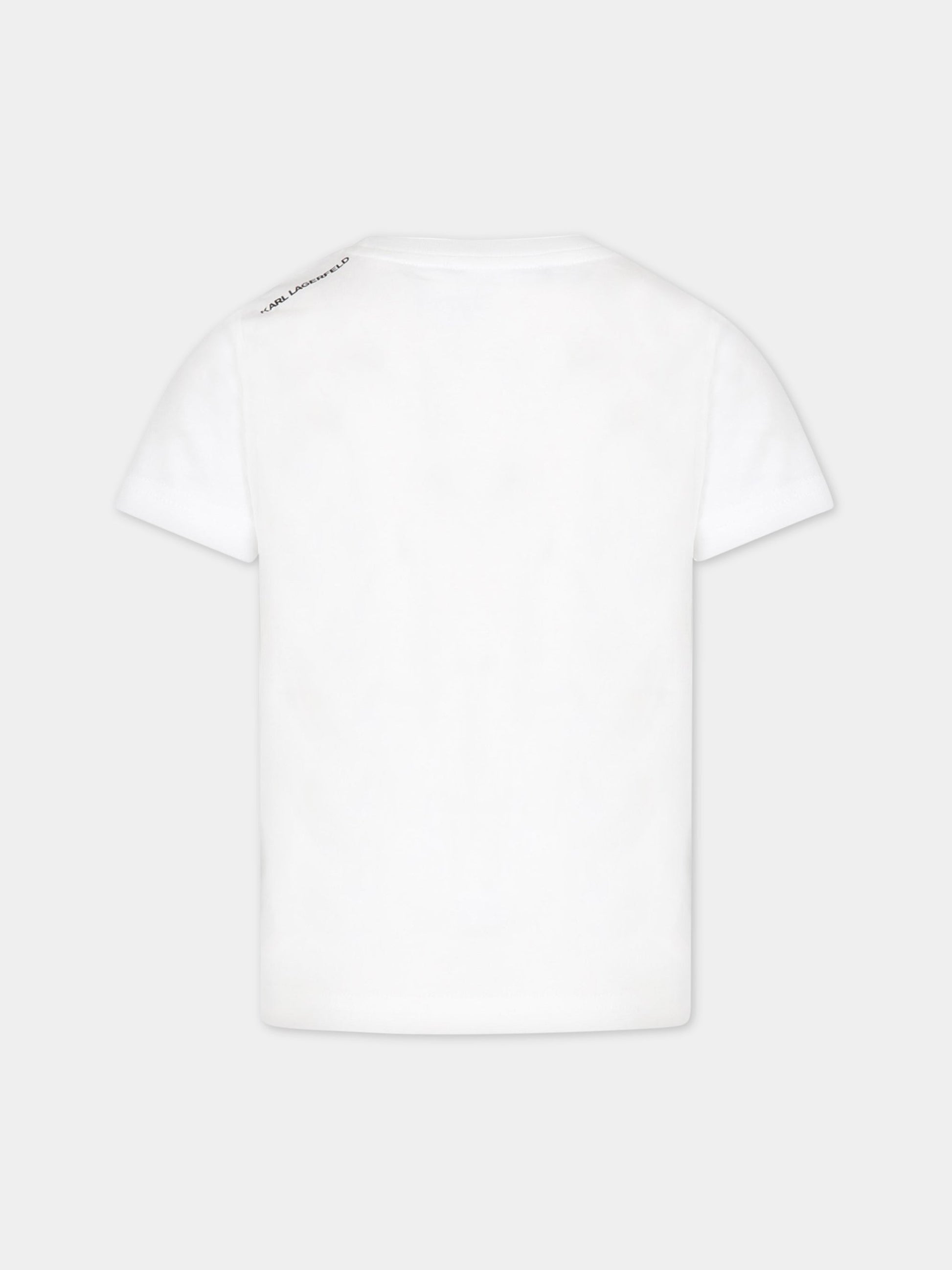 T-shirt bianca per bambina con logo nero,Karl Lagerfeld Kids,Z25389 10P