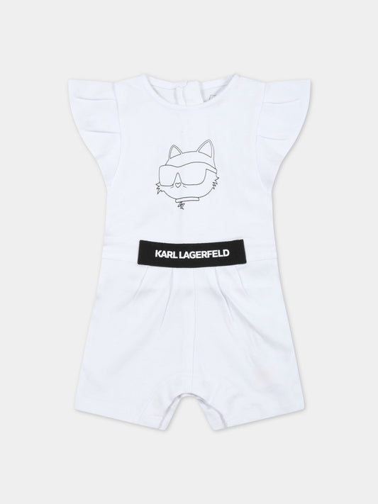 Pagliaccetto bianco per neonata con Choupette,Karl Lagerfeld Kids,Z94071 10P