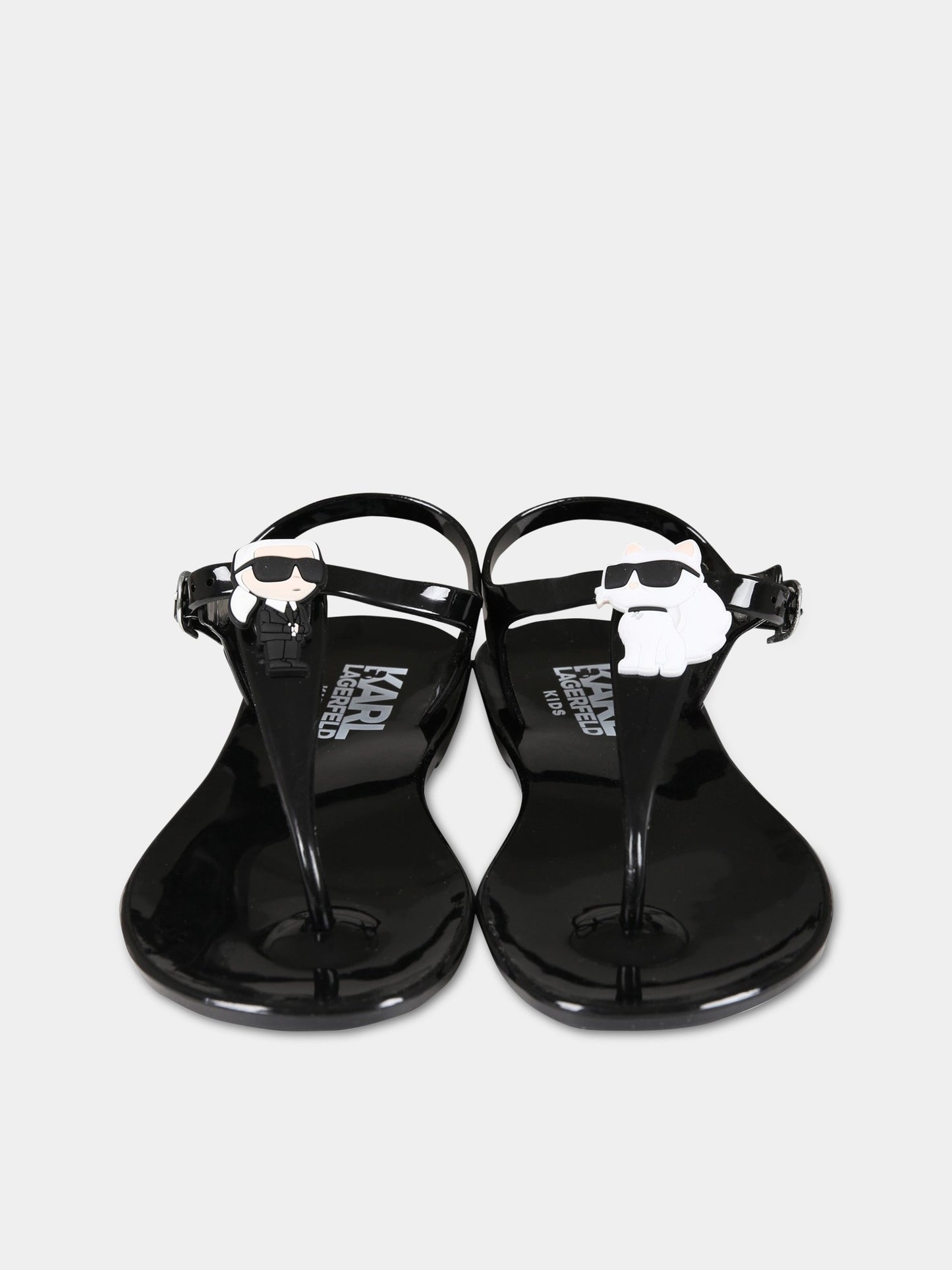 Sandalo nero per bambina con patch e logo,Karl Lagerfeld Kids,Z19098 09B