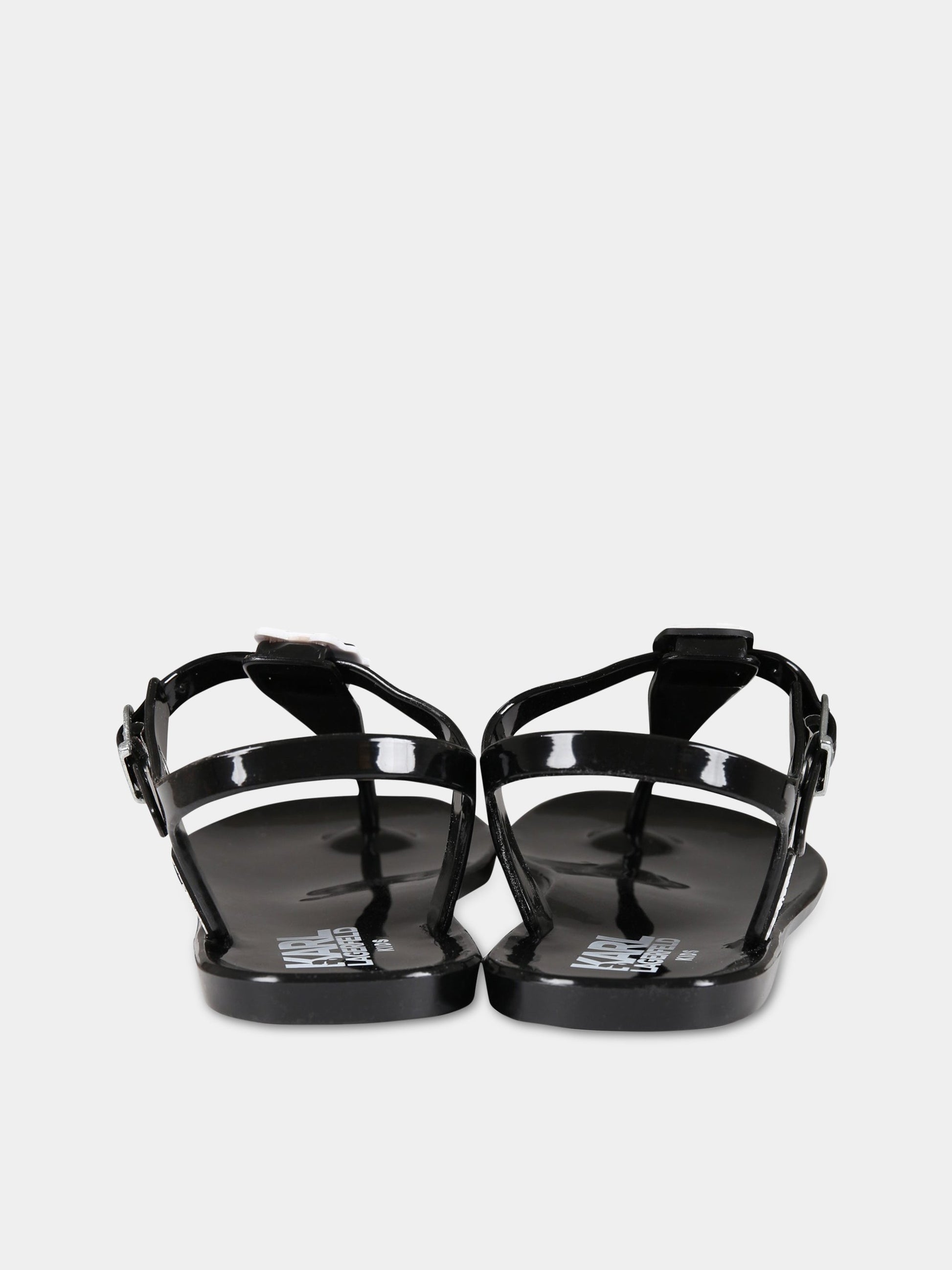 Sandalo nero per bambina con patch e logo,Karl Lagerfeld Kids,Z19098 09B