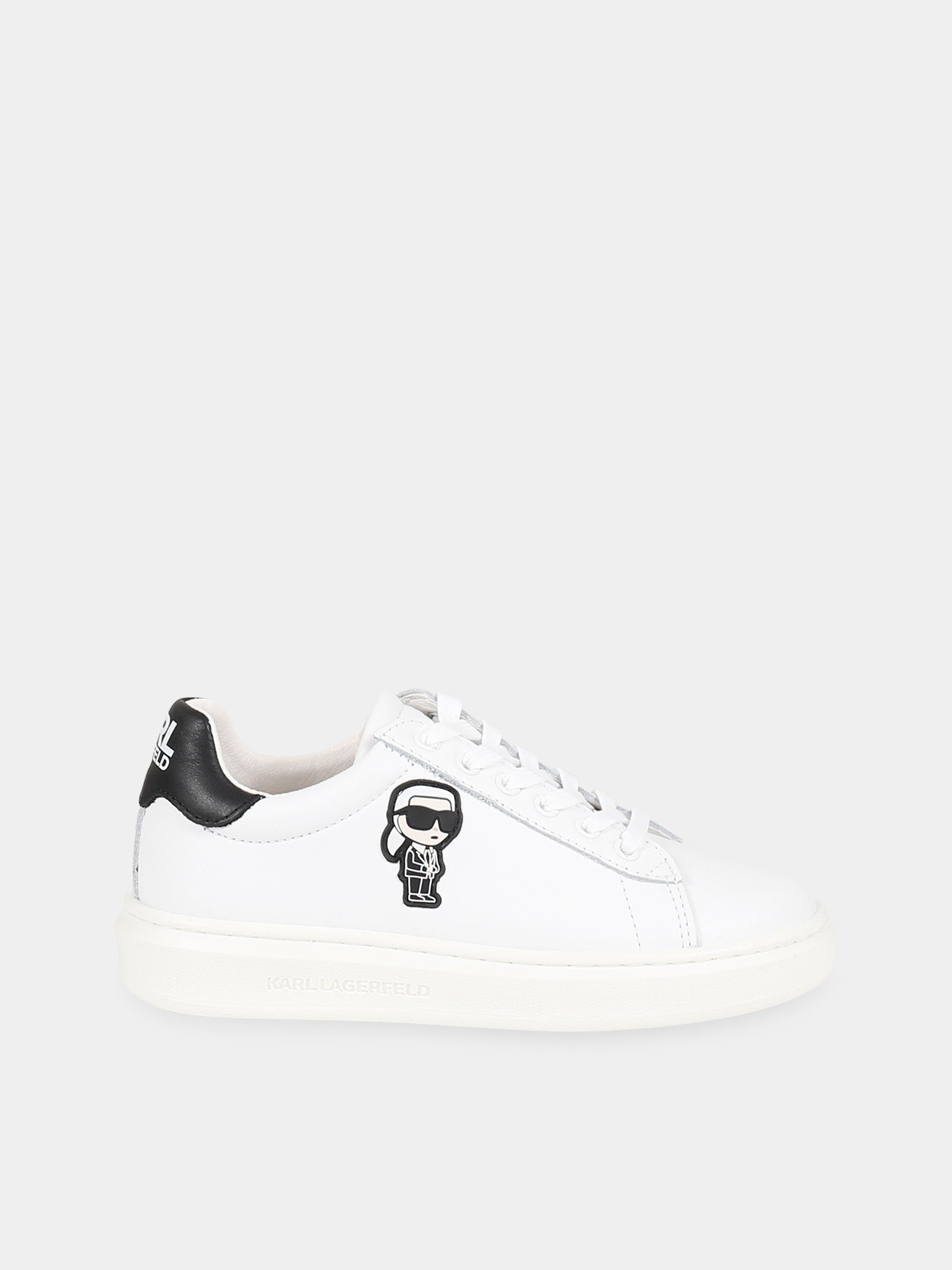 Sneakers bianco per bambini con patch Karl Lagerfeld e logo,Karl Lagerfeld Kids,Z29059 10B