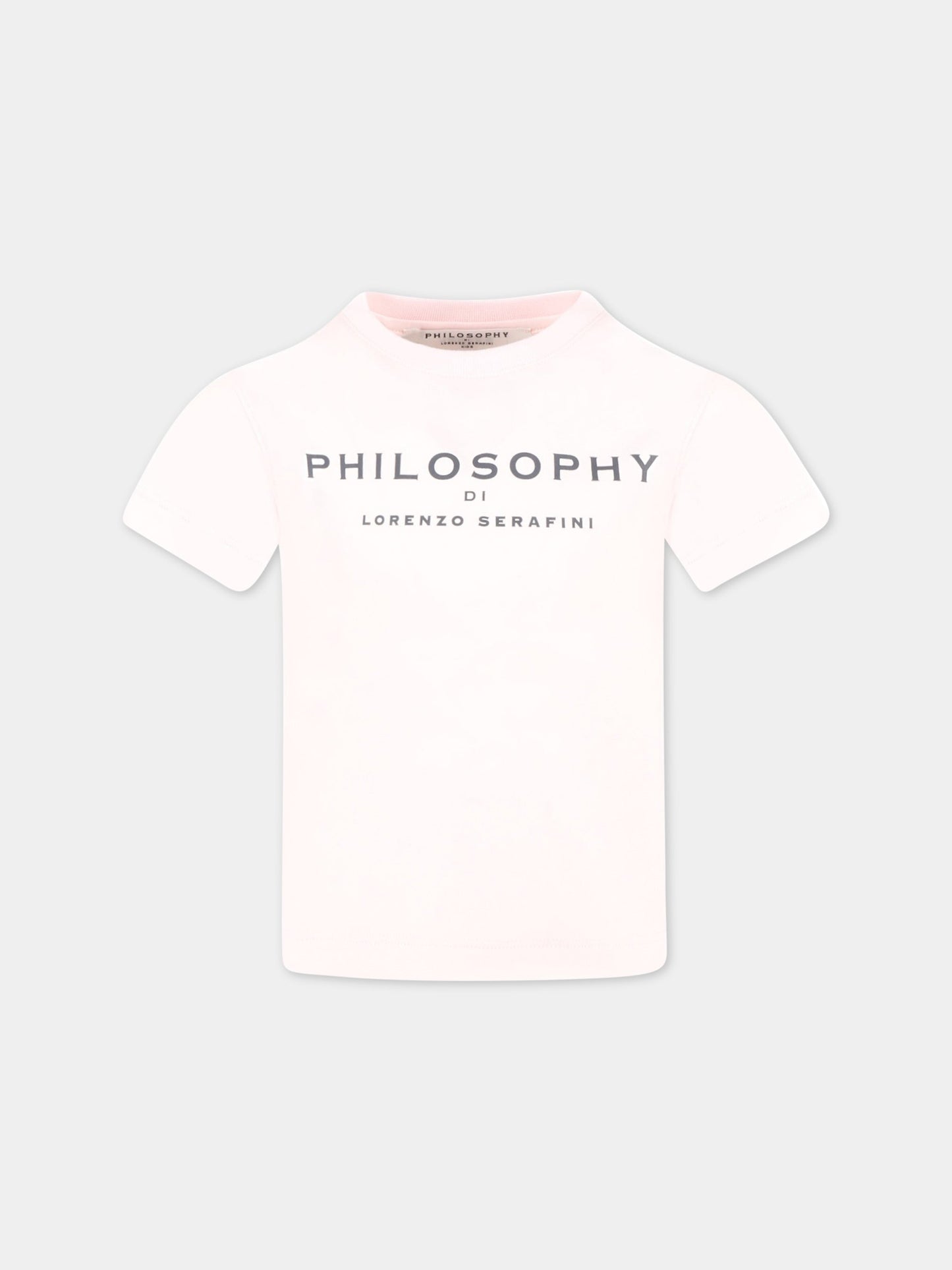T-shirt rosa per bambina con dettaglio logo,Philosophy,PJTS127 JE138 C024