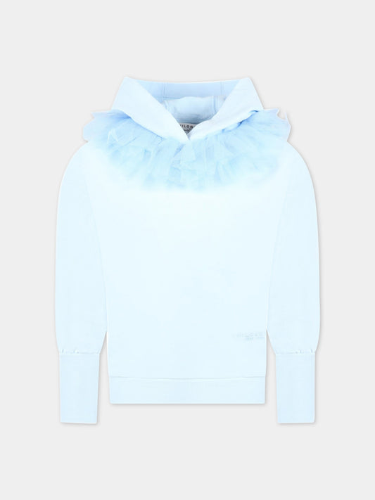 Felpa celeste con cappuccio per bambina,Philosophy,PJFE120 FE144 9012