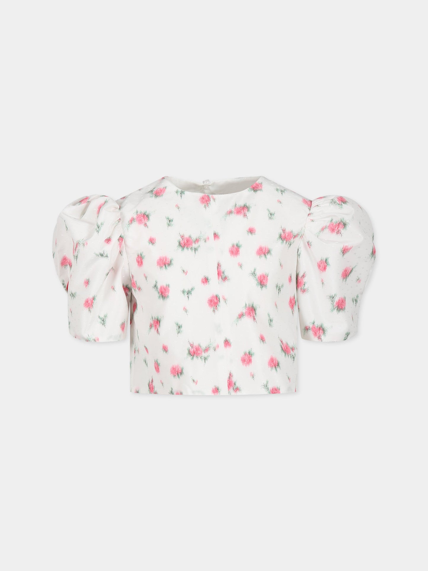 Camicia bianca per bambina con fiori,Philosophy,PJCA132 TF37 0010