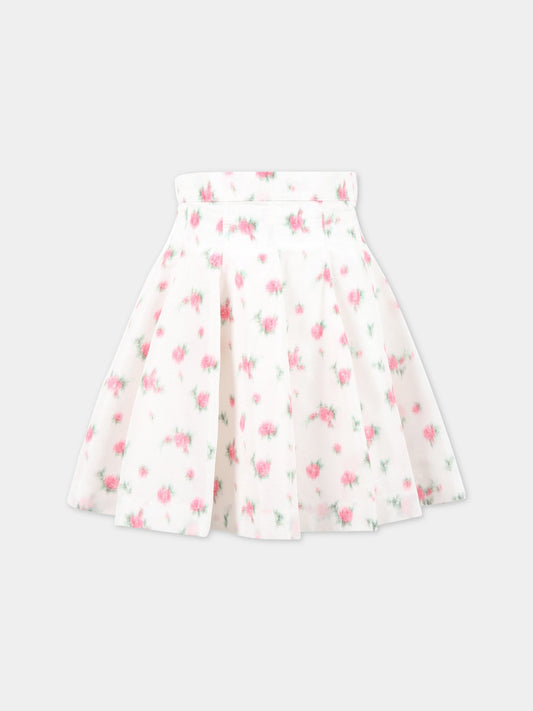 Gonna bianca per bambina con stampa floreale,Philosophy,PJGO82 TF37 0010