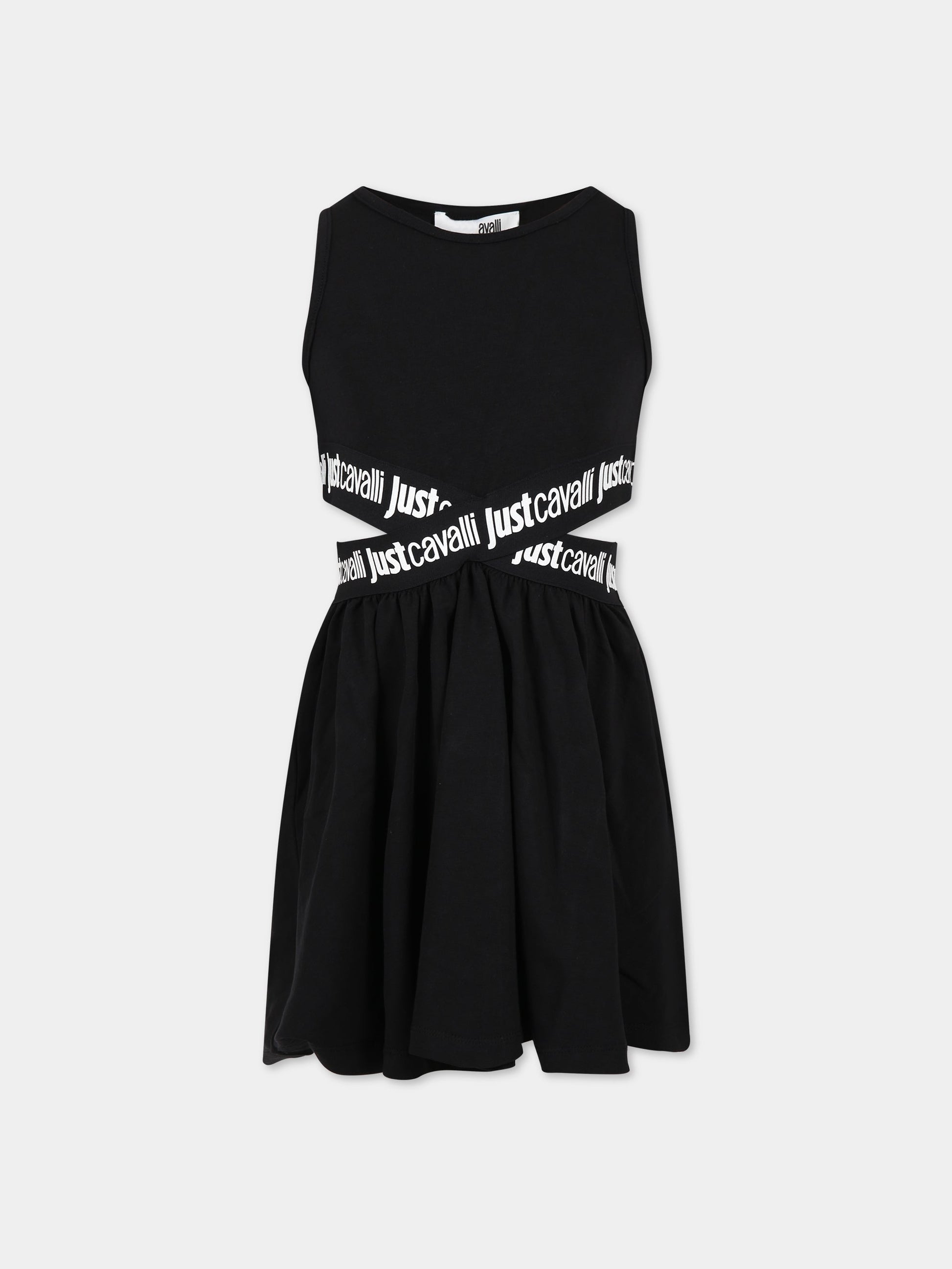 Vestito nero per bambina con logo,Just Cavalli,JFAB004 JE95 N004