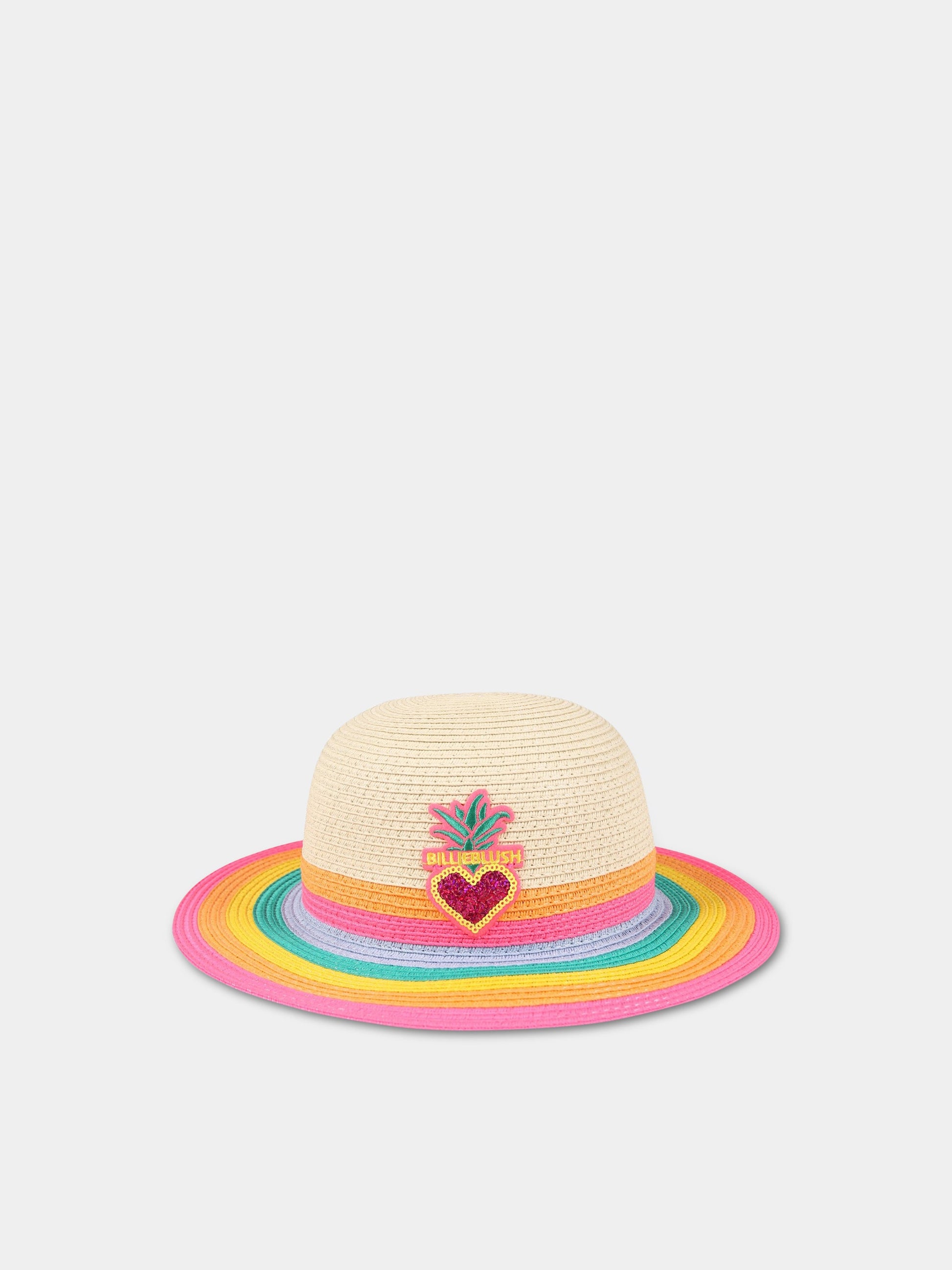 Cappello multicolor per bambina con cuore e logo,Billieblush,U11133 Z41