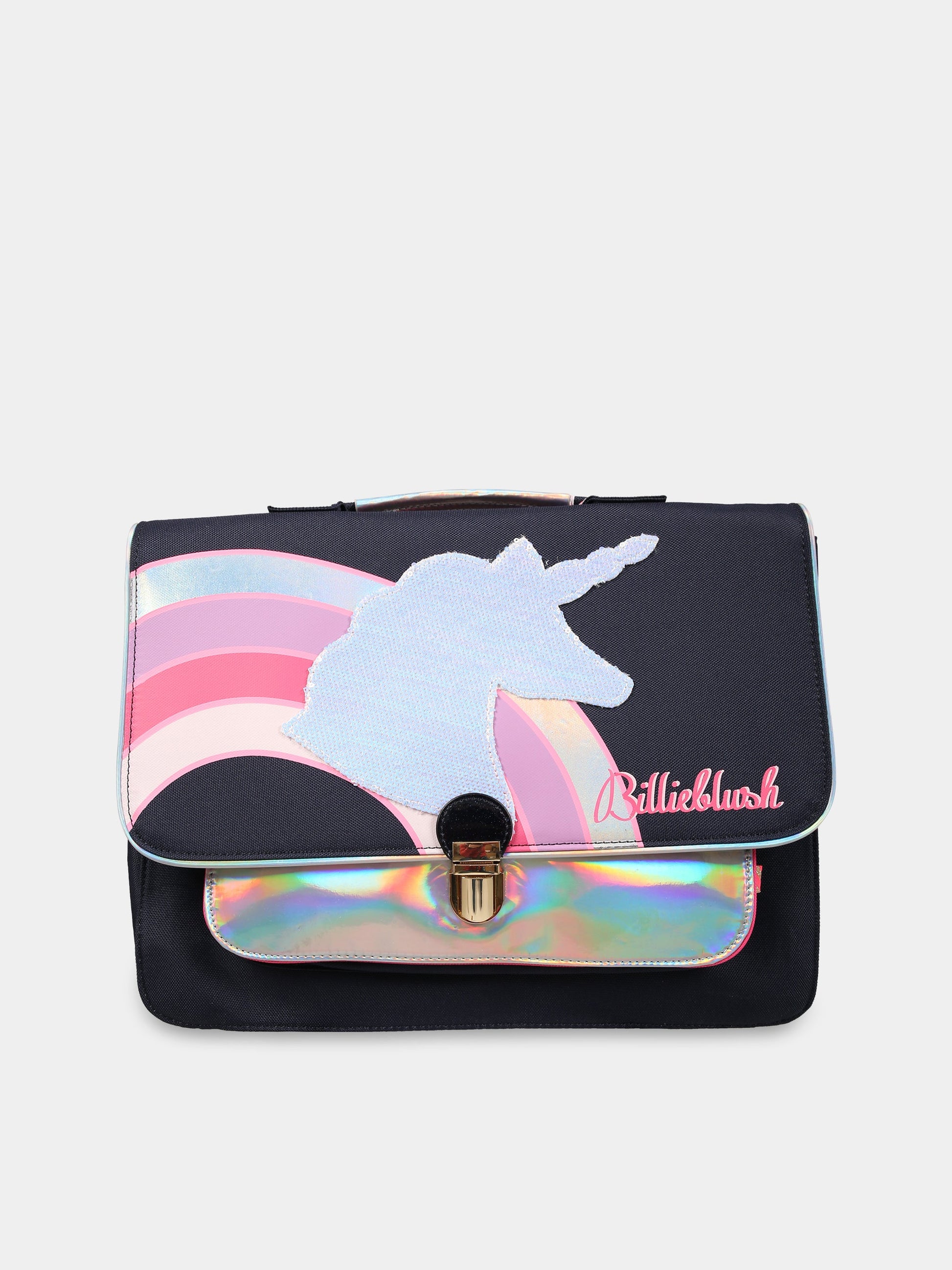 Zaino blu per bambina con unicorno, arcobaleno e logo,Billieblush,U10527 85T